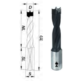 Fisch RH Brad Point Drill, 5mm Dia, 70mm Length, 10mm Shank 