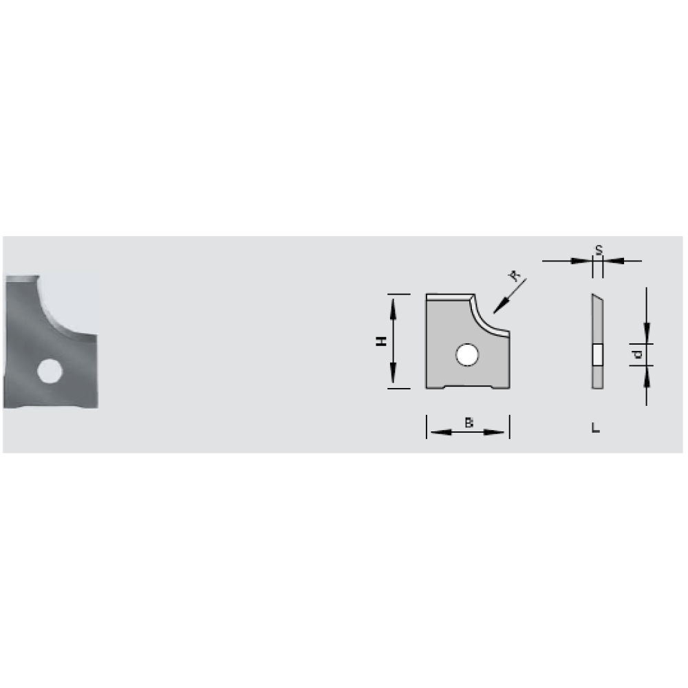 Leuco Edgebanding radius profile knife 173392 19.6mm x 15.2mm r=3mm R/H Pack of 10