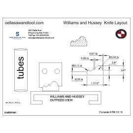 Williams and Hussey shop fox molder knives with template 1-5/16" Panel Mould