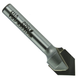  Whiteside 1501 90deg V-Groove Bit, 3/8 Dia, 1/4 Shank