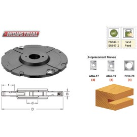 Amana Tool 61364 Insert Carbide Adjustable Grooving Head with Scorers, 180mm D x 8.0 to 15.0mm CH x 1-1/4 Bore