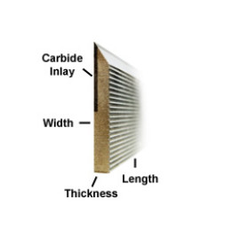 1/4" x 1.25" x 25" TCT Corrugated Moulder Knife - 7/16" Carbide Inlay