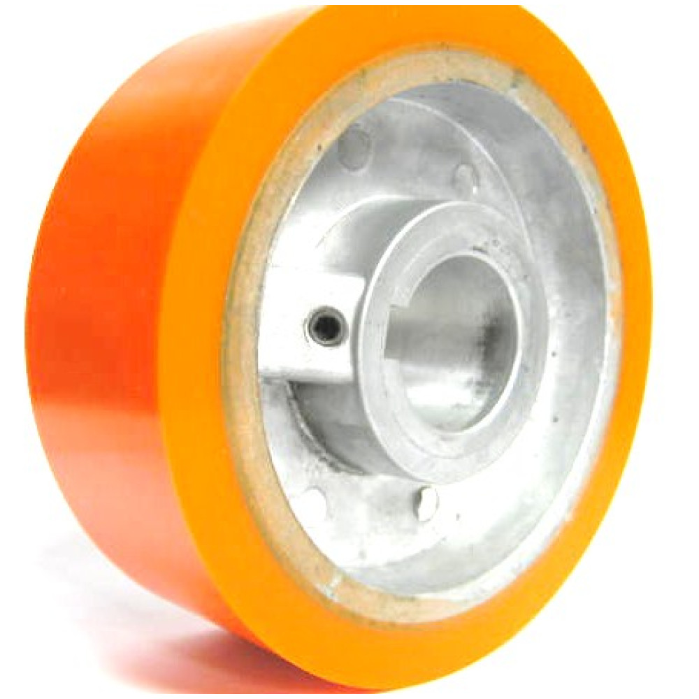 Solid Orange Urethane Feed Wheel - 2" Wide, 5-1/2" Diameter, 35mm bore Keyed Shaft Axiom Industries