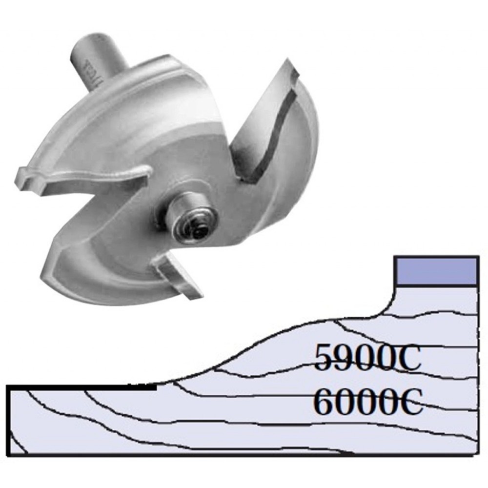 3 Wing Large Raised Panel Bit, Ogee w/ Fillet, 1/2 Shank, Whiteside 6000C