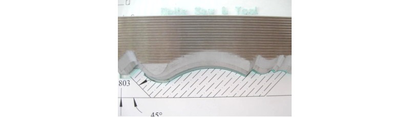 M2 corrugated back  knives for architecturally significant 13/16 x 4-1/4" crown