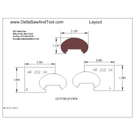 M2 corrugated back knives 1-1/4" x 2-1/8" Handrail for Molder