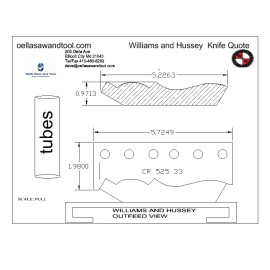 Williams and Hussey shop fox molder knives 5-1/4" Crown with template