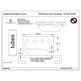 Williams and Hussey shop fox molder knives 3-1/2 Crown with template