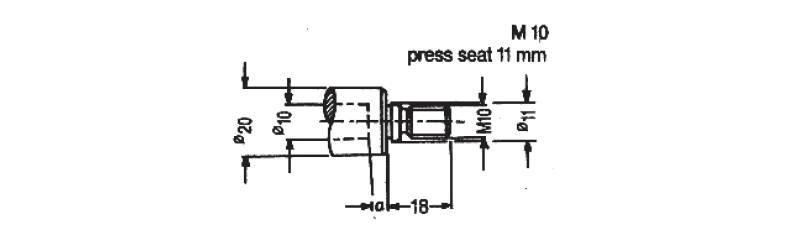 Quick Change Adaptor, M10 x 20 mm OD x 10 mm ID x 41 mm Right Hand