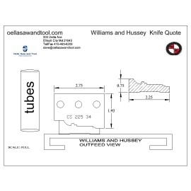 Williams and Hussey W&H shop fox molder knives casing 3/4" x 2-1/4"