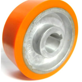 Solid Orange Urethane Feed Wheel - 2" Wide, 5-1/2" Diameter, 35mm bore Keyed Shaft Axiom Industries