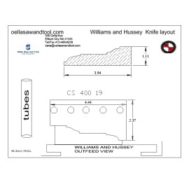Williams and Hussey shop fox molder knives 1-1/8" x 4" casing