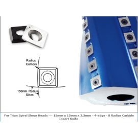 15mm x 15mm x 2.5mm - 4-edge -Case of 10  For Titan Spiral Shear Heads