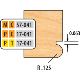 Freeborn PC-17-041 bead and quirk shaper cutter radius 1/8" with 1-1/4" bore